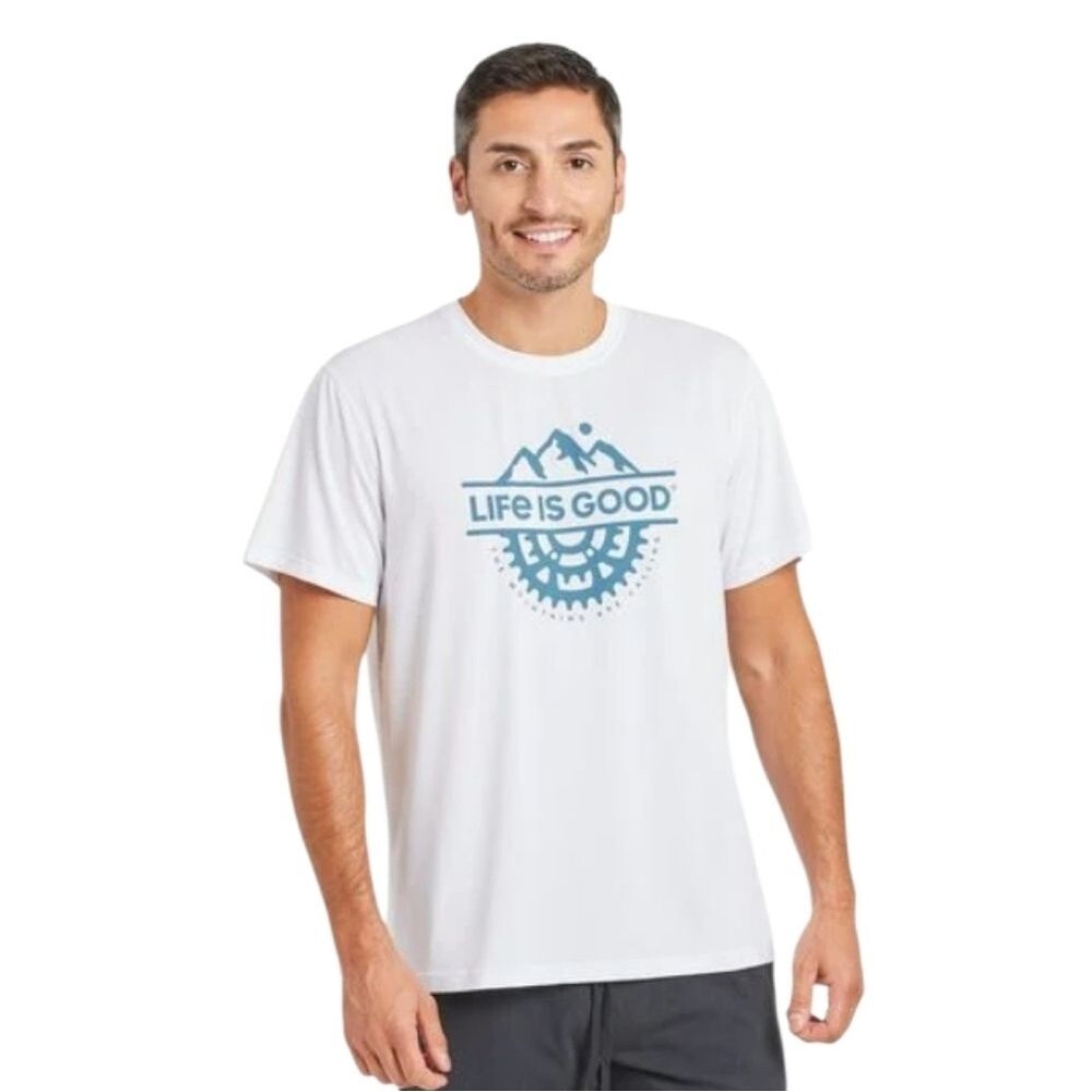 life is good 50 UPF active tee short sleeve white mens size S